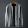 Stand Minglu Collar Sweaters Sticked Zipper Solid Color Man Spring and Autumn Slim Fit Mens tröja 4XL 201022