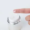 Pearl White Acrylic Airless Jar Cream Bottle With Silver Collar 15G 30G 50G Cosmetic Vacuum Lotion Jars Pump Packing Bottlesby sea LLE12295