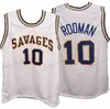 Custom Dennis Rodman #10 Jersey de basquete universitário Jersey costure em azul branco qualquer tamanho 2xs-5xl Nome e número