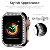 Apple Iwatch 케이스 용 유리 + 커버 44mm 40mm 42mm 38mm 41mm 45mm 범퍼 스크린 프로텍터 애플 시계 밴드 시리즈 SE 7 6 5 4 3 액세서리 다이아몬드 케이스 커버