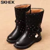 Skhek Kids Snow Boots Winter Style Cowhide Girls Korean Design Boots Высококачественная спортивная обувь кожа детские сапоги LJ201202