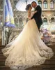 2022 Luxury African Mermaid Wedding Dresses V Neck Long Sleeves Illusion Full Lace Applique Overskirts Detachable Train Button Back Bridal Gowns Plus Size CG001