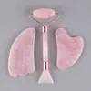 Natural Rose Quartz Face Roller with Mask Brush Guasha Set Massage Neck Beauty Health Anti Wrinkle Cellulite Skin Detox Tool