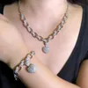 Brilhante coração forma pingente colar cadeia bracelete zircônia cúbico conjunto de prata cor charme dubai jóias conjunto noiva casamento bijoux y200602