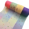 5yards 60mm Rainbow Gradient Mesh Sequins Organza Stain Ribbon DIY Hairbow Crafts Gift Bouquet Wrapping Supplies Christmas Decor Y201020