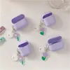 Fiori viola per Airpods pro Custodia in silicone liquido per Apple Airpods2 1 Custodia divertente cane morbido auricolare Proteggi copertura airpods 3 con portachiavi