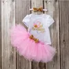 2T Odzież dla dziewcząt 3PCS 1. urodziny Baby Baby Romper Top Sukienki i stroje opaski na głowę FIT 024 Miesiące 280I3665709