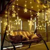 2.5M LED Fairy Star Rideau String Lights Mariage Fête d'anniversaire Garland Lampe Noël Année Décorations d'arbre de Noël pour la maison 201203