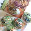 イースターの錫プレート缶オーバルウサギプリント空の錫缶DIY手作りキャンドルキャンディクッキーDIY化粧品軟膏Jar