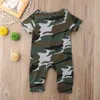 Pudcoco Expédition rapide Nouvelle mode infantile nouveau-né bébé garçon fille vêtements camouflage combinaison barboteuse à manches courtes vêtements en coton tenue G1221