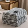 Bonenjoy Plaid for Beds Coral Fleece Blanket Gray Color Plaids SingleQueenKing Flannel Bedspreads Soft Warm Blanket for Bed 201111