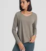 L-31 Femmes Simple Loisirs Loose Fit Yoga Tops Running Sports Chemises À Manches Longues Taille Ouverte Couture À Séchage Rapide Respirant Nude Yoga Vêtements