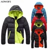 Men's Down & Parkas Wholesale- AOWOFS 1Piece Slim Casual Warm Jacket Hooded Winter Thick Coat Parka Overcoat Hoodie1