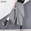 XITAO taille haute Patchwork Hit couleur pantalon femmes vêtements été automne mode taille élastique décontracté large jambe pantalon XJ4619 201106