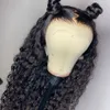 26 tum 180%densitet naturlig svart lång lockig gluelös spets front peruker för svarta vita kvinnor dagligen bär cosplay wigs228w