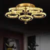 2020 3/5 Rings K9 Crystal LED Chandeliers Lighting Modern Chrome Plafon Lustre Luminaire Stainless Steel Ceiling Lamps For Kitchen