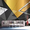 Carta da parati fotografica personalizzata per pareti 3D Moderno motivo geometrico in oro nero TV Sfondo murale Decorazione soggiorno Arte