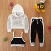 Spring Barn Sport Kläder Tjejer Kläder Tracksuit För Barn Mesh Långärmad Hoodies + Camisole Sportbyxor Suit 211224