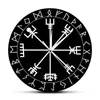 Norse Rune Compass Уникальные кварцевые настенные часы Vikings Vegvisir Символ Руны Акриловые Настенные Часы Подарок для него Vegvisir Compass Clock LJ201208