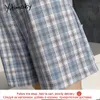 Bermuda donna vintage plaid pantaloncini a vita alta donna estate blu viola pantaloncini corti indietro elastico in vita scacchiera T200701