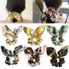 Elastici per capelli Bowknot con perla Sciarpa di seta super morbida Elastici per capelli Colori solidi Scrunchie Porta coda di cavallo con fiocchi Modello Scrunch per capelli