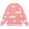 Men's Sweaters LACIBLE Cotton Pullover Men Women Embroidery Furry Cloud Rainbow Knitted Sweater Harajuku Loose Jumpers Outwear