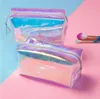 Lazer Renk Kozmetik Çantası Plastik PVC Seyahat Makyaj Çantaları Fermuar Moda Depolama Organizasyonu Ile Taşınabilir Hediye Şeker Kılıfı