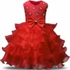 0-2 лет Большой лук ребёнок одежда лето девочек кружева цветок мяч платья одного года день рождения девочка платье бебус филиал халат de byteme q1223