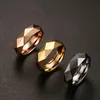 Pierścienie klastra vintage moda tącz stalowy pierścień męski Rhombus Cut Band Złoty kolor/róża dla mężczyzn biżuteria ślubna Ring1