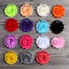 120pcs / lot 2.6 "아이들을위한 15colors 패션 세련된 초라한 쉬폰 꽃 머리 띠를위한 3D 닳은 패브릭 꽃 LJ201226