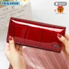 Free Gift Genuine Leather Women Wallet Magnetic Hasp Female Long Purse Ladies Coin Purses Fashion Wallet's Money Walet 220225