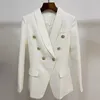 Premium New стиль высококачественные пиджаки оригинальный дизайн женские двубортные тонкие куртки металлические пряжки blazer ретро шаль воротник воротник черный белый размер диаграммы