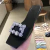 SUOJIALUN 2020 Nieuwe Merk Vrouwen Slipper Mode Bling Rhinestone Gesp Strand Dia's Zomer Sandaalschoenen Open Teen Flip Flop X1020