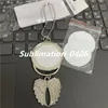 Sublimation Engelsflügel Schlüsselanhänger Anhänger mit 2 Stück leerem Aluminiumblech DIY Heißtransferdruck Handtaschenzubehör Ornament