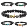 Silver Gold Machite Natural Black Lava Stone Beads Bracelet Essential Oil Diffuser Bracelet Volcanic Rock Beaded Hand Strings