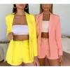 Fashion Women Blazer Suit shorts en jas Work Office Lady Kleding Set Blazer vrouw jurk Casual kantoor Koreaanse stijl Wear LJ200907