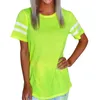 Ropa de mujer sólida Sexy Slim Fit cuello redondo camiseta de verano de manga corta Top verde fluorescente sólido camisetas femeninas