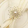 10pcslot Pearl sun flower hotel restaurant napkin buckle model room napkin ring mouth circle diamond wedding party decorations 201124