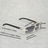 White Black Vintage Buffalo Rhinestone Horn Rimless Sunglasses Men Wood Sun Glasses Metal Frame Shades for Summer Club Eyewear CH03508767