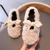 Kinderbontschoenen 2020 Winter Nieuwe Meisjes Kinderen Boog Prinses Schoenen Kleine Meisjes Schapen Kruip Bont Baby Flats Schoenen Maat 26-35