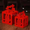 선물 포장 50pcs 휴대용 나무 사탕 상자 중국 전통적인 이중 행복 결혼식 호의 파티 장식