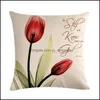 Cushion/Decorative Pillow Home Textiles & Garden 45Cm*45Cm Theme Flower Design Linen Cotton Case Sofa Cushion Er Character Pattern Square De