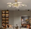 Nordic LED taklampa för sovrum vardagsrum lotus blad form kreativ design alla koppar ljuskronor hem dekorativa ljus