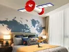 Creative Cartoon Space Satellite Led Remote Craftelier Belysning för barn Sovrum Nursery Baby Hem Deco Hängande lampa Fixture