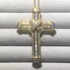 Lusso oro 18 carati squisita Bibbia Gesù Croce Collana con pendente per donna Uomo Crocifisso Fascino Gioielli con diamanti simulati Tre stili