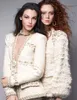Sonbahar Kış Pist Kadınlar Derin V Boyun Lüks 3D Çiçek Boncuk Tüvit Ceket Ince Ceket Zarif Bayanlar Giyim 201027