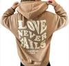 Women's Hoodies Sweatshirts Hooded Loose Sweatshirt Letter Print Women's Long Sleeve Solid Color Pullover Top