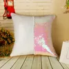 Multi Color Sequin Pillow Case Framsida 2 Färger Mix Sequins Baksidigt Satin Kuddehölje Heminredning Kasta Kuddar Nya 7 6pc L2