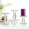 Crystal Glass Candle Holder Classic Spindle Column Pillar Candle Stand Taper Candlestick för bröllopsfest dekoration uppsättning av 3