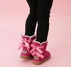 Hor Sprzedający Dzieci Bailey 2 łuki Buty Prawdziwej Skóry Maluchy Buty śniegowe Solidne Botas De Net Winter Girls Footwear Maluch Girls Boots